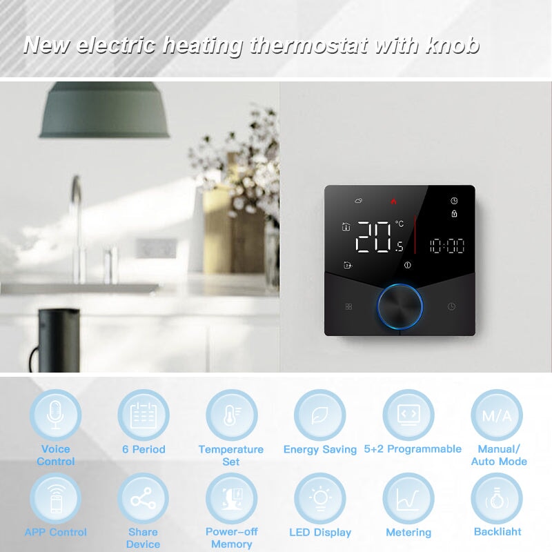 BSEED WiFi Touch LED integrated Screen With knob Floor Heating Room Thermostat Controller Thermostats Bseedswitch 