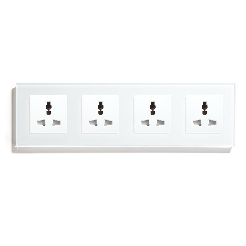 BSEED MF Wall Sockets Power Outlets Glass Panel 13A Power Outlets & Sockets Bseedswitch White Quadruple 