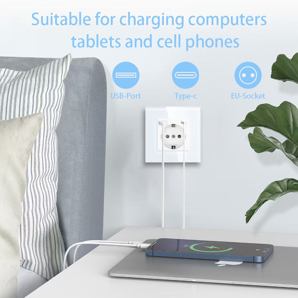 BSEED EU sockets with 2.1A Type-C Interface Outlet Wall Socket Power Outlets & Sockets Bseedswitch 