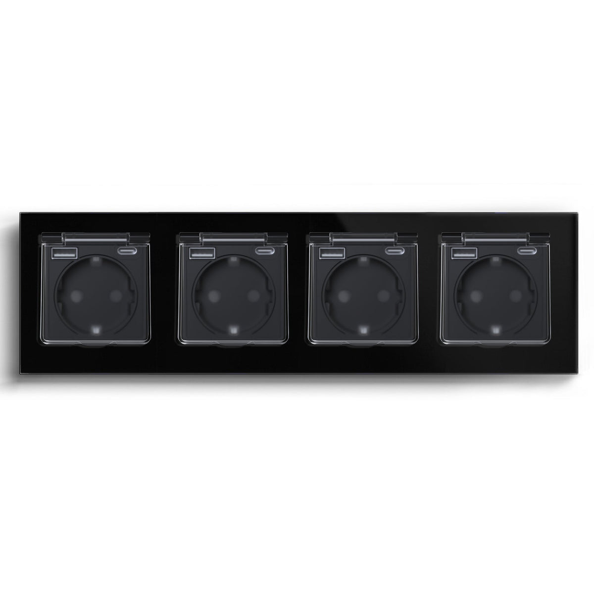 Eu socket with USB&Cover Glass Panel Power Outlets & Sockets Bseedswitch Black Quadruple 