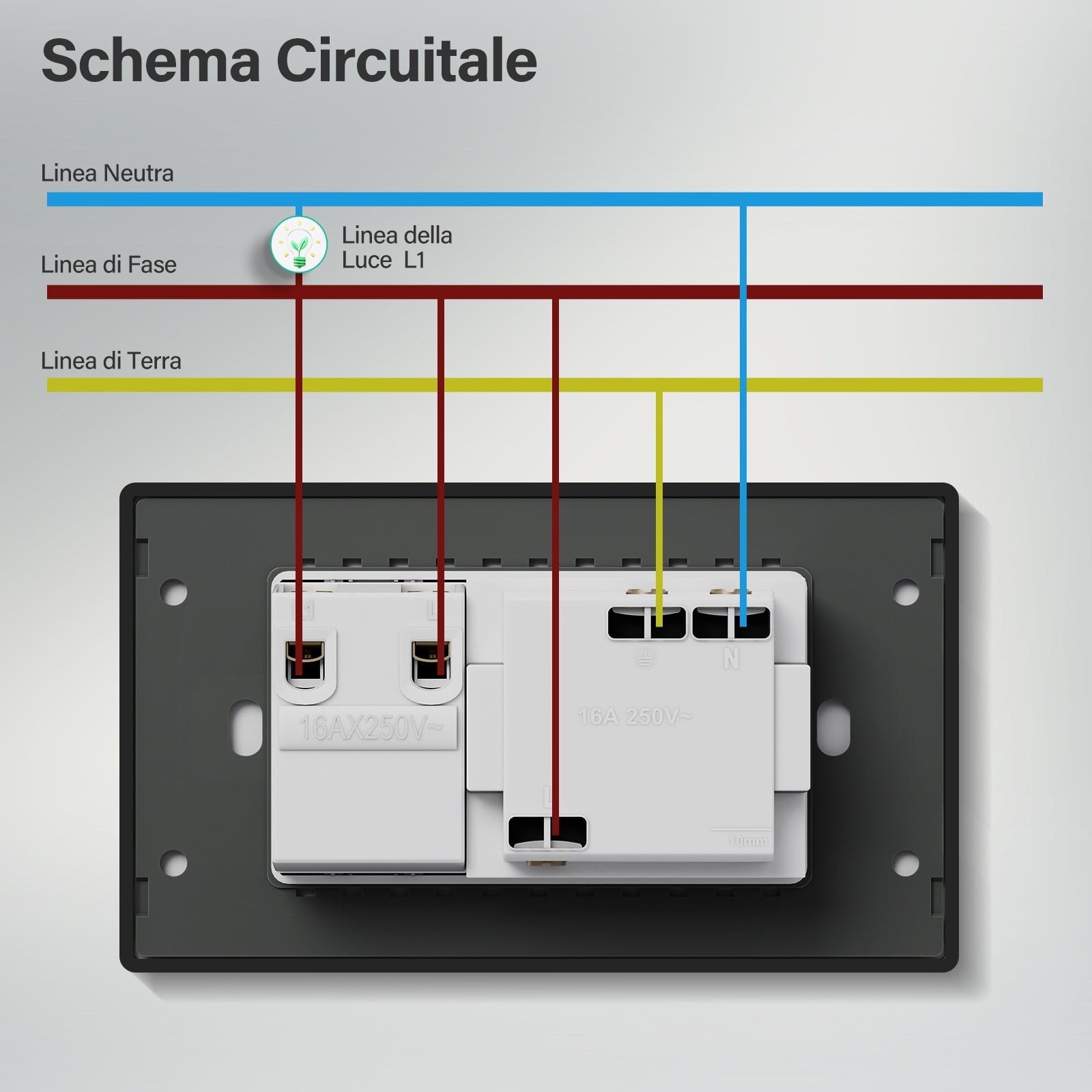 Traditional mechanical Light switch With Socket 16A Wall Plug Applicable in EU and Italy socket Bseedswitch 