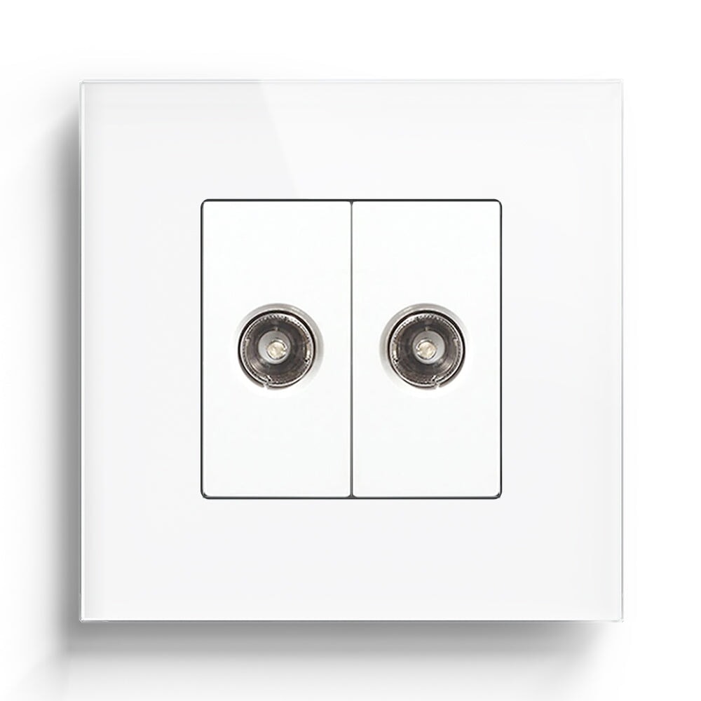 BSEED EU Standard Wall Socket With Double TV Socket Crystal Glass Panel Power Outlets & Sockets Bseedswitch 