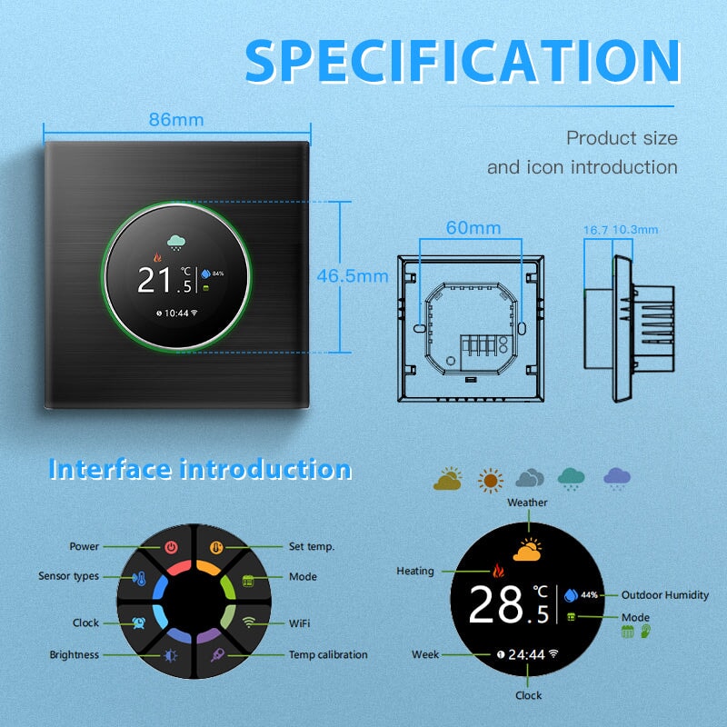 BSEED WiFi Floor Heating Room Thermostat Controller Rotary Button Thermostats Bseedswitch 