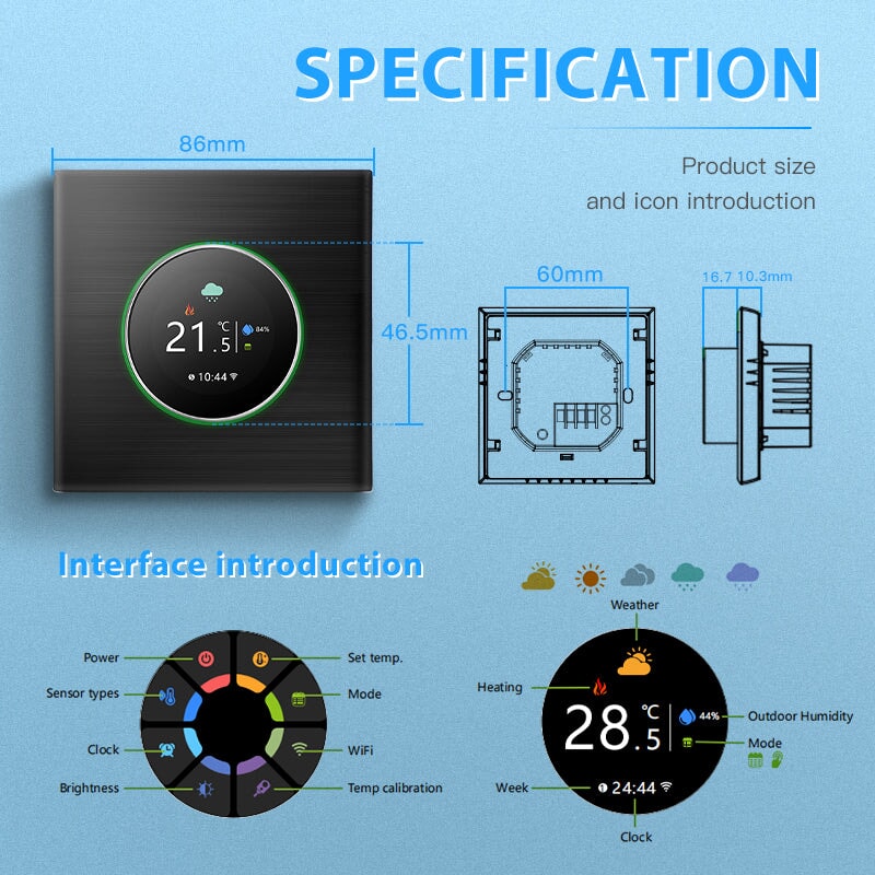 BSEED zigbee Floor Heating Room Thermostat Controller Rotary Button Thermostats Bseedswitch 