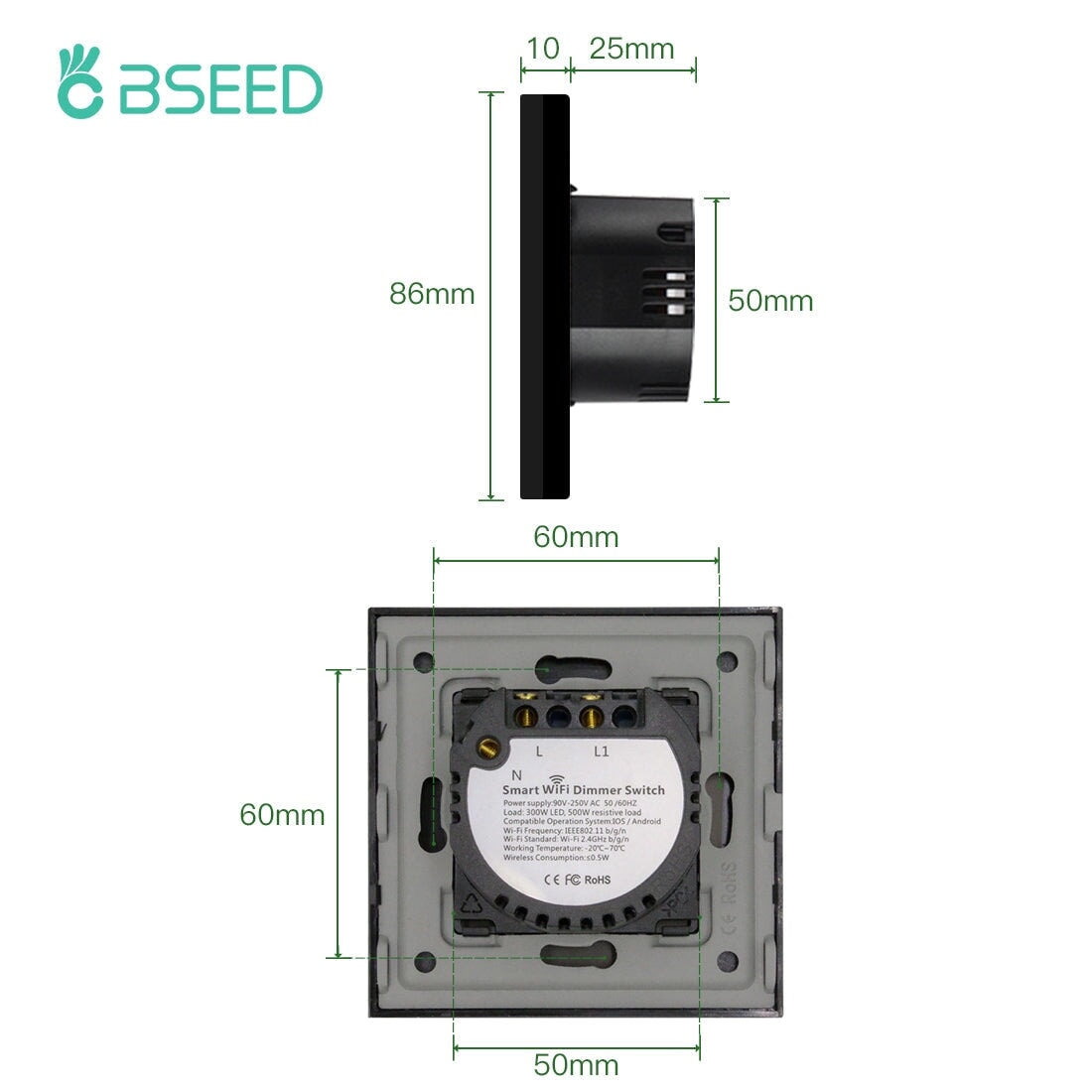 Bseed 2WAY Zigbee Touch Light Dimmer Smart Switch Light Switches Bseedswitch 