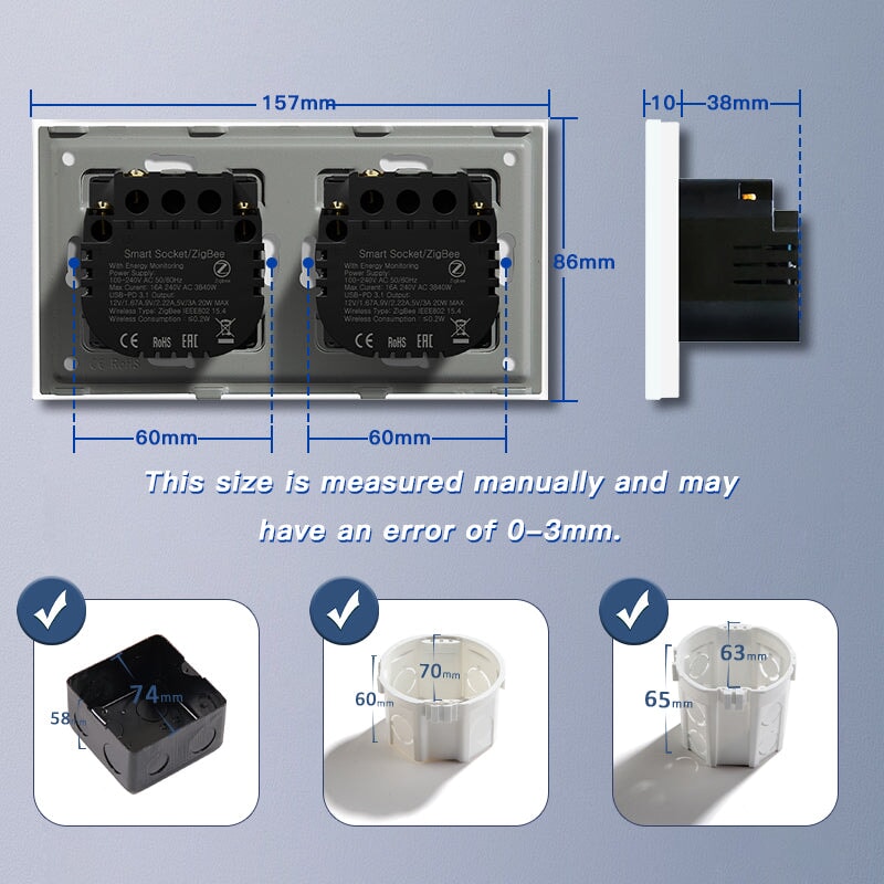 BSEED ZigBee EU Wall Sockets Type-C With USB With Energy Monitoring socket Bseedswitch 