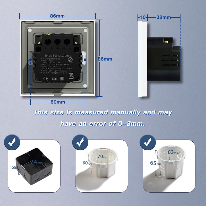 BSEED ZigBee EU Wall Sockets Type-C With USB With Energy Monitoring socket Bseedswitch 