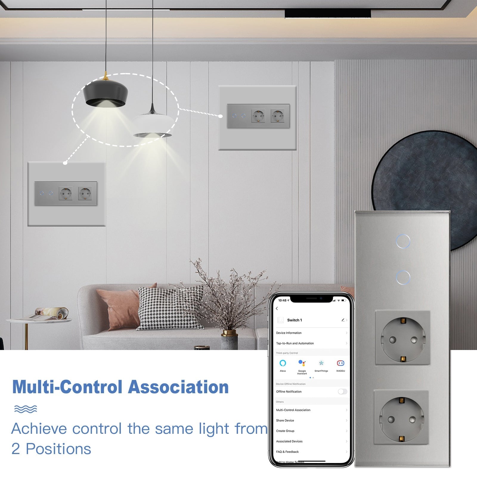 Bseed Zigbee 1/2/3 Gang Light Switches With Double Not Smart EU Standard Wall Sockets Light Switches Bseedswitch 