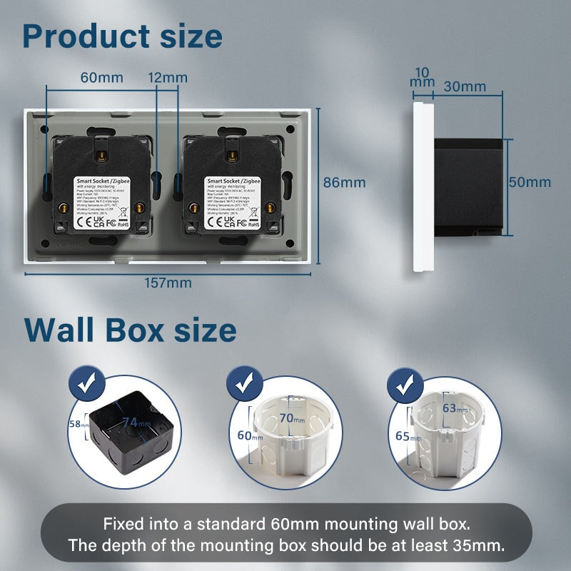 BSEED Smart WiFi Multi-Function Wall Sockets with Energy monitoring Bseedswitch 