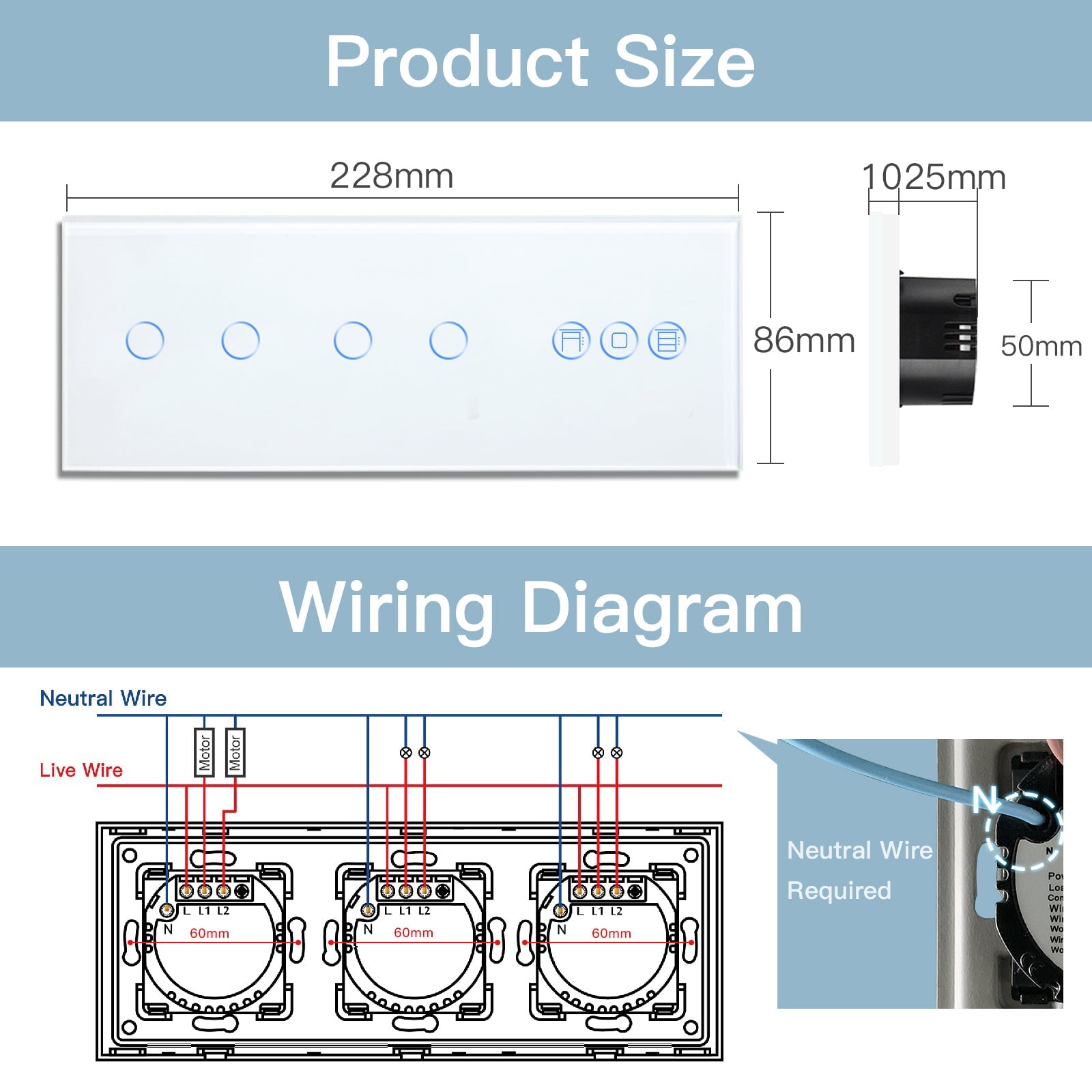 BSEED Zigbee 1/2/3 Gang Light Switches with Roller Shutter Switch Light Switches Bseedswitch 