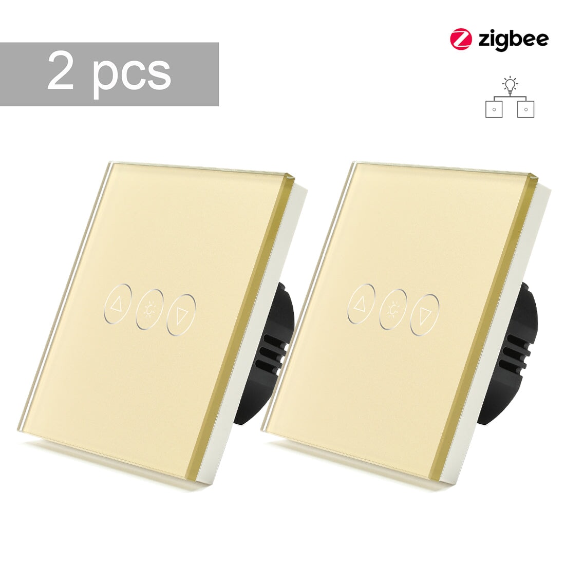 Bseed 2WAY Zigbee Touch Light Dimmer Smart Switch Light Switches Bseedswitch Golden 2 Pcs/Pack 