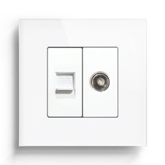 Bseed TEL +TV Socket Tempered Crystal Panel 86mm Power Outlets & Sockets Bseedswitch 