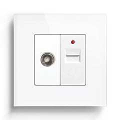 Bseed Double Wall Sockets TV +USB Socket Tempered Crystal Frame Power Outlets & Sockets Bseedswitch 