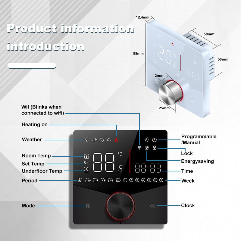 BSEED ZigBeeTouch LED integrated Screen With knob Floor Heating Room Thermostat Controller Thermostats Bseedswitch 