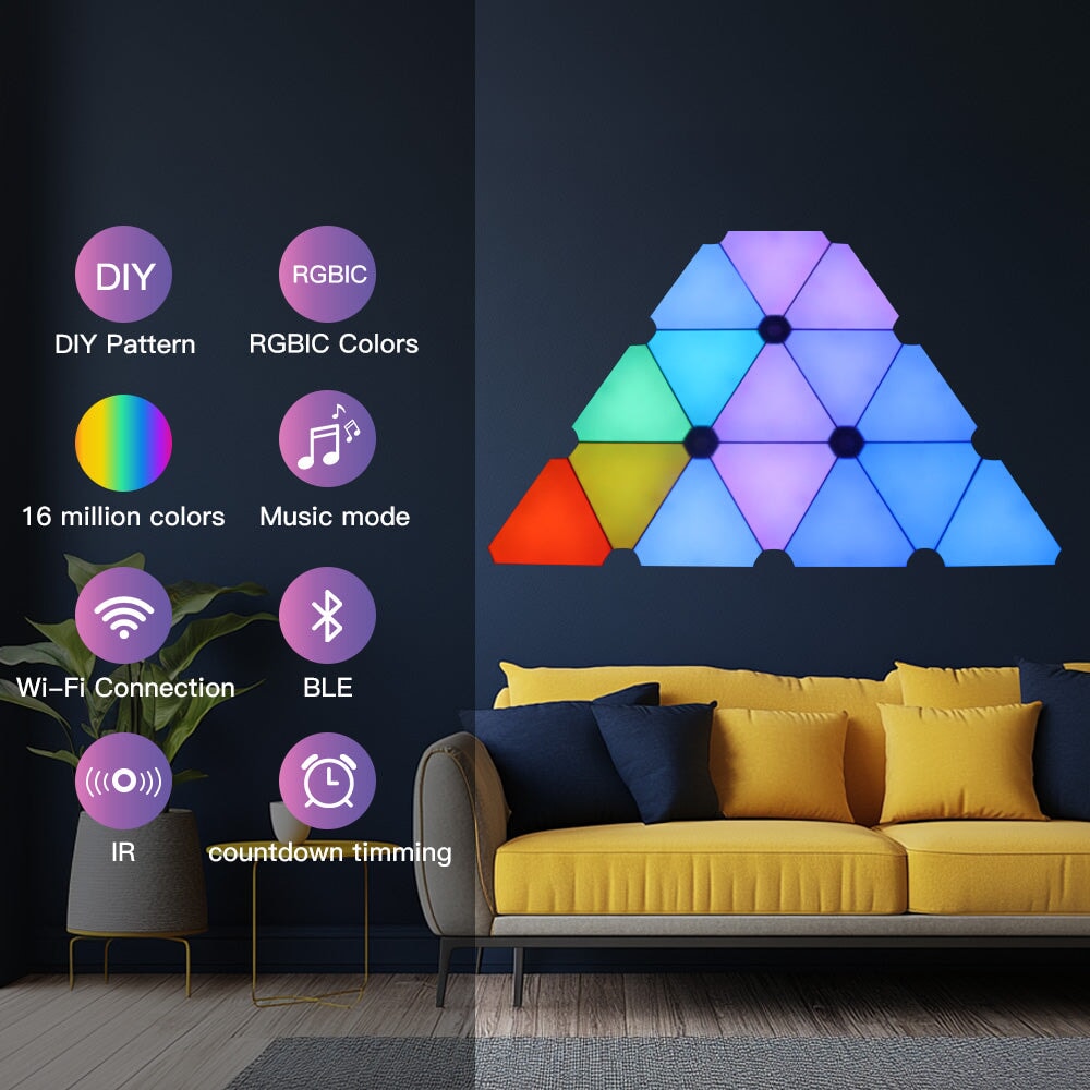 Smart RGB LED Triangle Ambient Lighting Lamp with App and Remote Control lamp Bseedswitch 