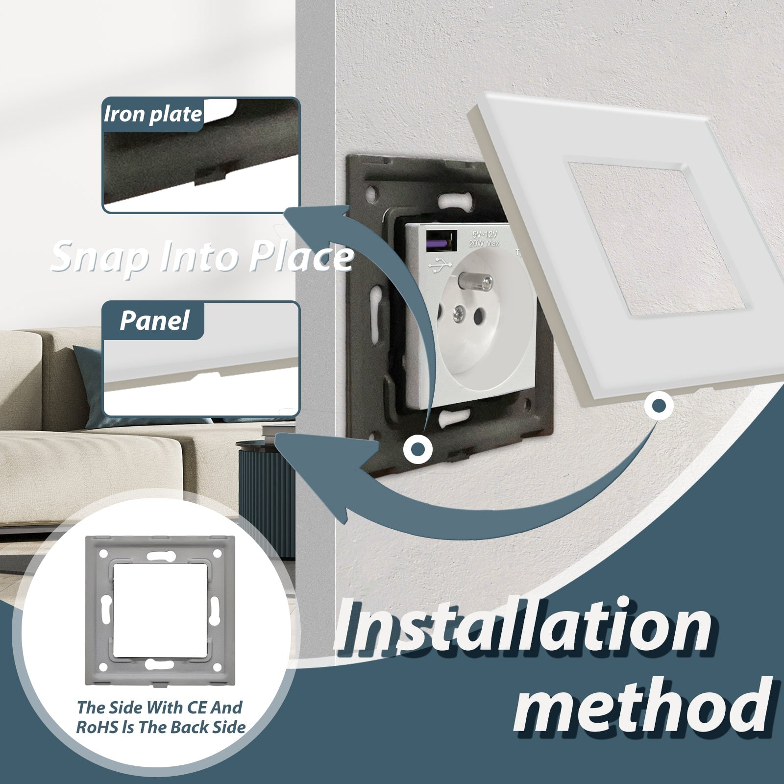 BSEED FR sockets with 20W PD Fast Charge Type-C Interface Outlet Wall Socket Power Outlets & Sockets Bseedswitch 