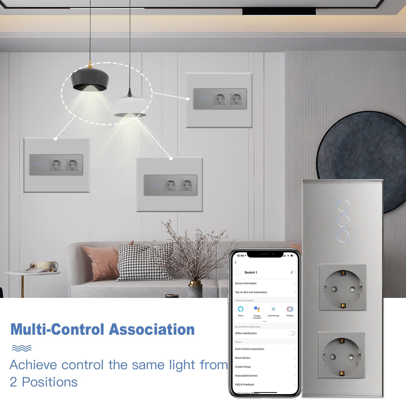 Bseed Zigbee 1/2/3 Gang Light Switches With Double Not Smart EU Standard Wall Sockets Light Switches Bseedswitch 