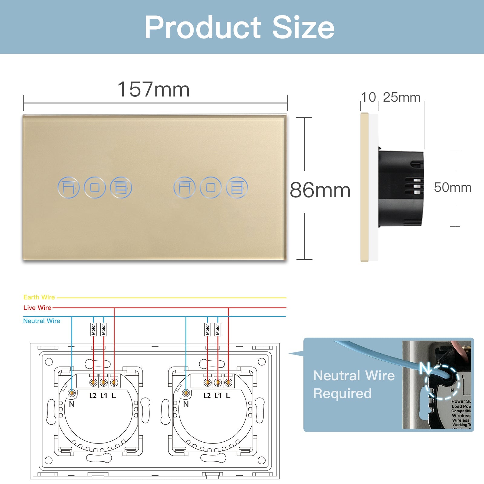 BSEED Zigbee doubel Shutter Switch Smart Wall Touch Switch Bseedswitch 