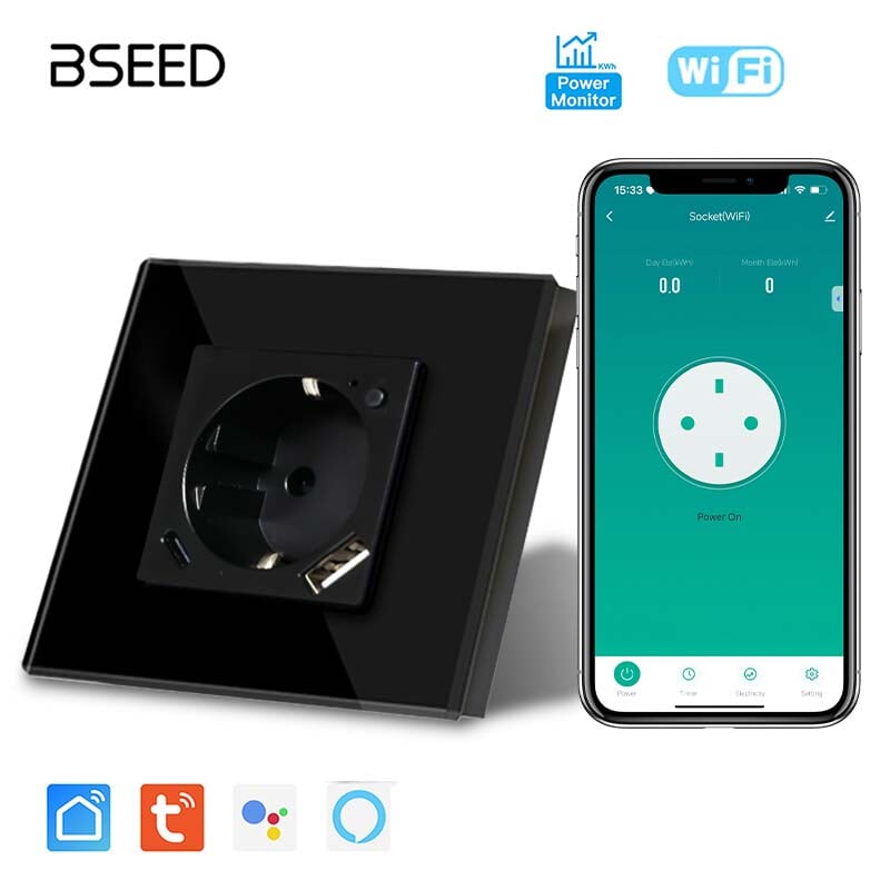 BSEED EU Wifi sockets Type-C t With USB With Energy Monitoring socket Bseedswitch 