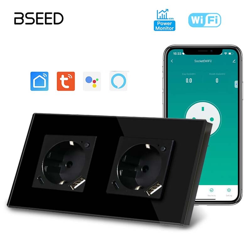 BSEED EU Wifi sockets Type-C t With USB With Energy Monitoring socket Bseedswitch 