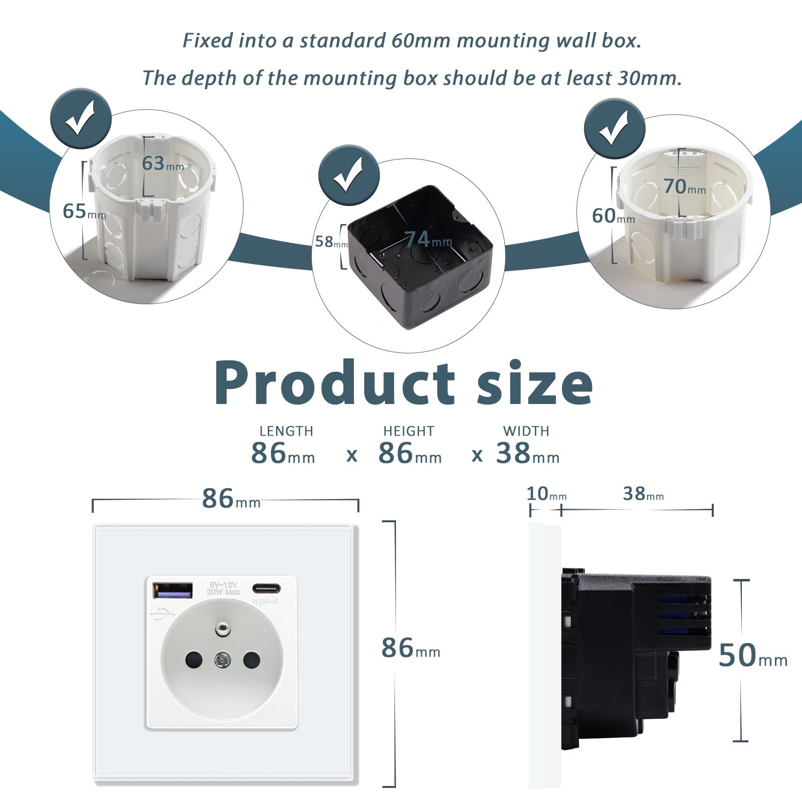 BSEED FR sockets with 20W PD Fast Charge Type-C Interface Outlet Wall Socket Power Outlets & Sockets Bseedswitch 