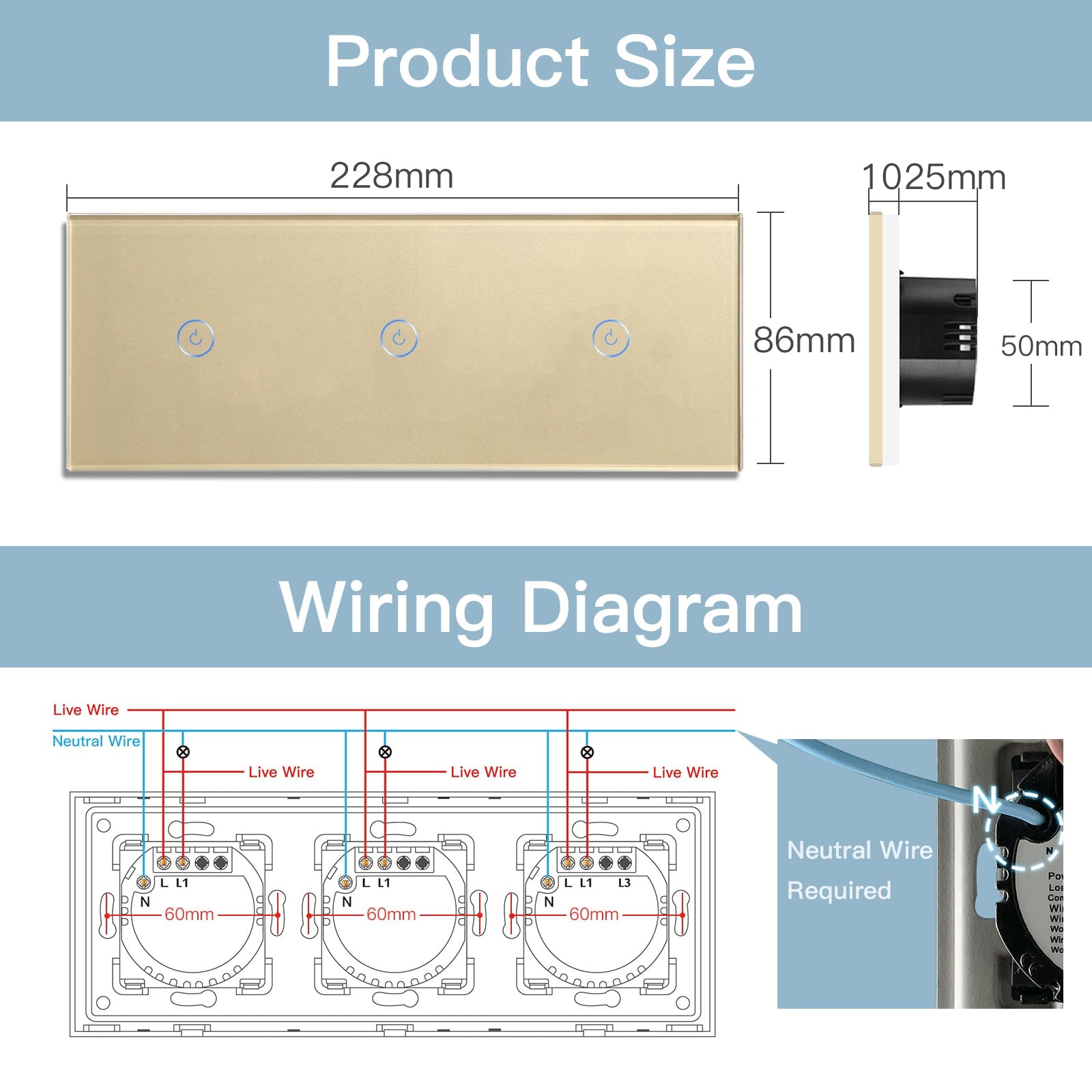 BSEED Zigbee Light Switches Triple 1/2/3 Gang Smart Wall Switches Wall Touch Switch ZigBee Smart Life Tuya Google Alexa Glass Light Switches Bseedswitch 