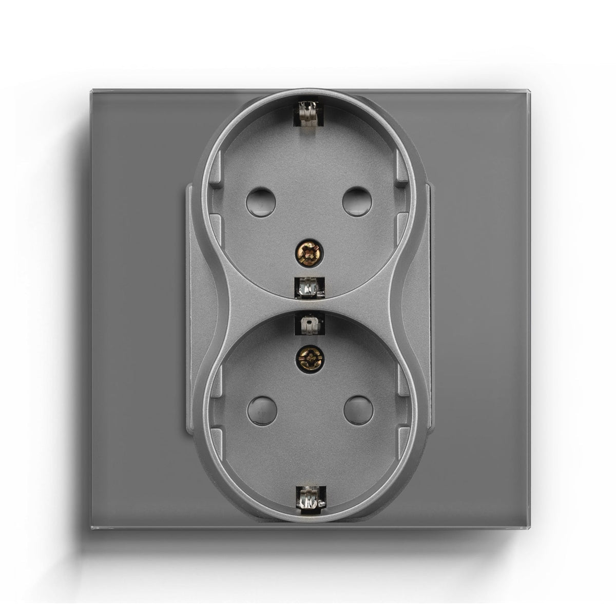 BSEED EU Double Sockets Power Wall Outlet Home Wall Power Sockets Glass Panel Power Outlets & Sockets Bseedswitch Grey Single 