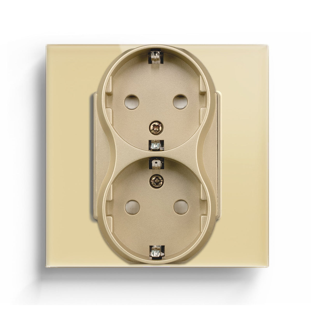 BSEED EU Double Sockets Power Wall Outlet Home Wall Power Sockets Glass Panel Power Outlets & Sockets Bseedswitch Gold Single 