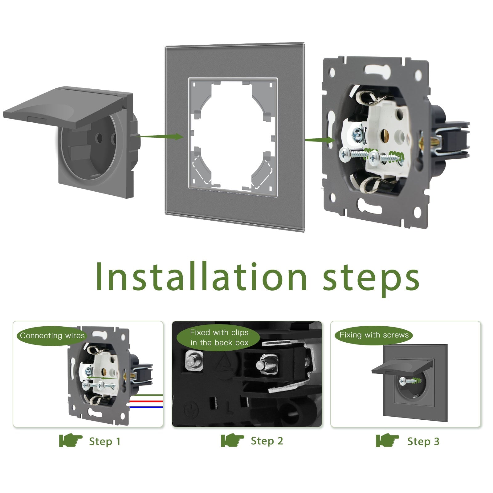 Bseed Waterproof Socket EU Standard Glass Panel with clamping technology Power Outlets & Sockets Bseedswitch 