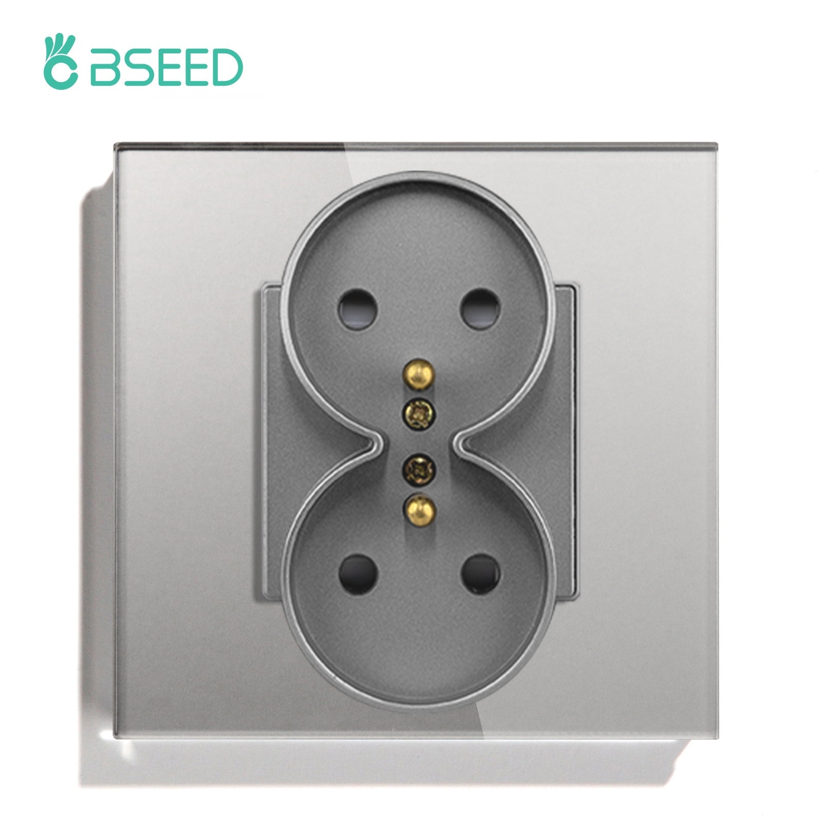 BSEED France Sockets Power Wall Outlet Home Wall Power Sockets Glass Panel Power Outlets & Sockets Bseedswitch Grey 