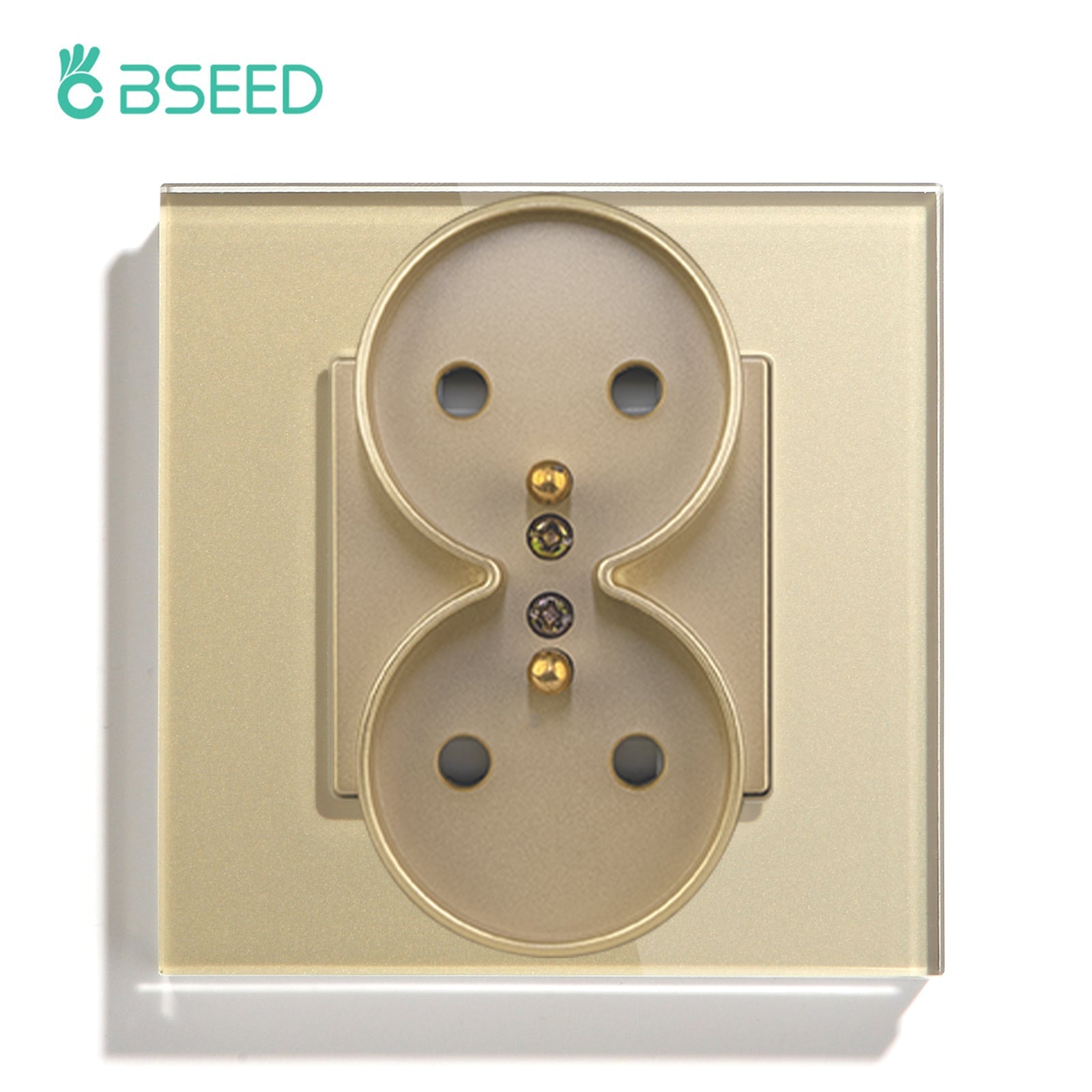 BSEED France Sockets Power Wall Outlet Home Wall Power Sockets Glass Panel Power Outlets & Sockets Bseedswitch Glod 