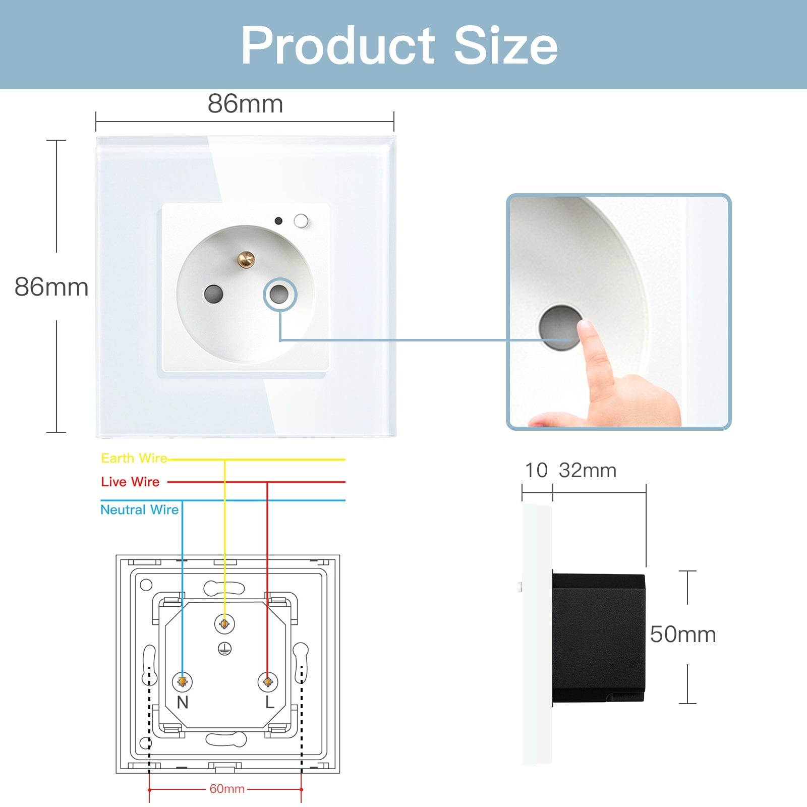 BSEED ZigBee FR Wall Sockets Power Outlets Kids Protection with metering Wall Plates & Covers Bseedswitch 