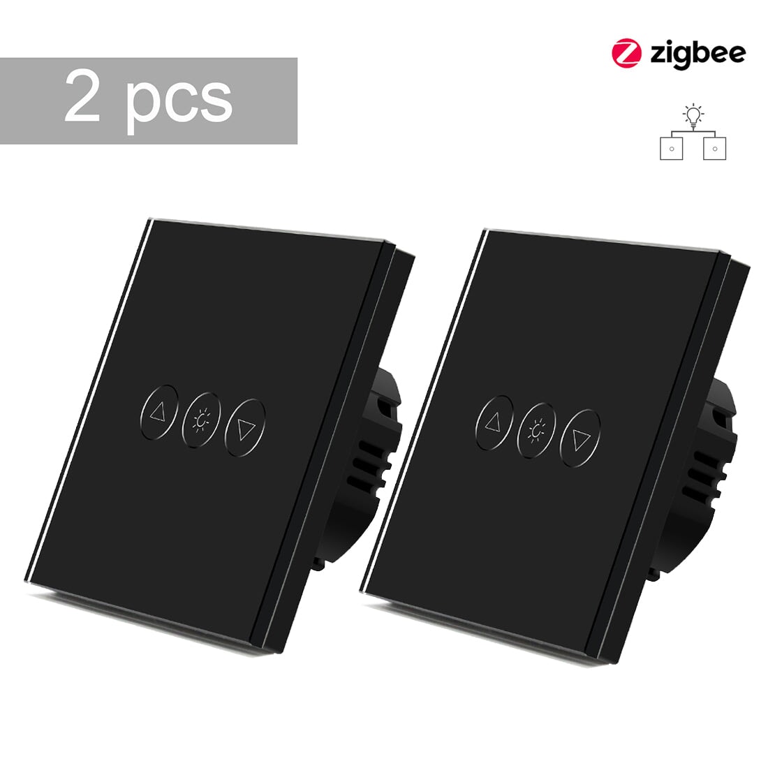 Bseed 2WAY Zigbee Touch Light Dimmer Smart Switch Light Switches Bseedswitch Black 2 Pcs/Pack 