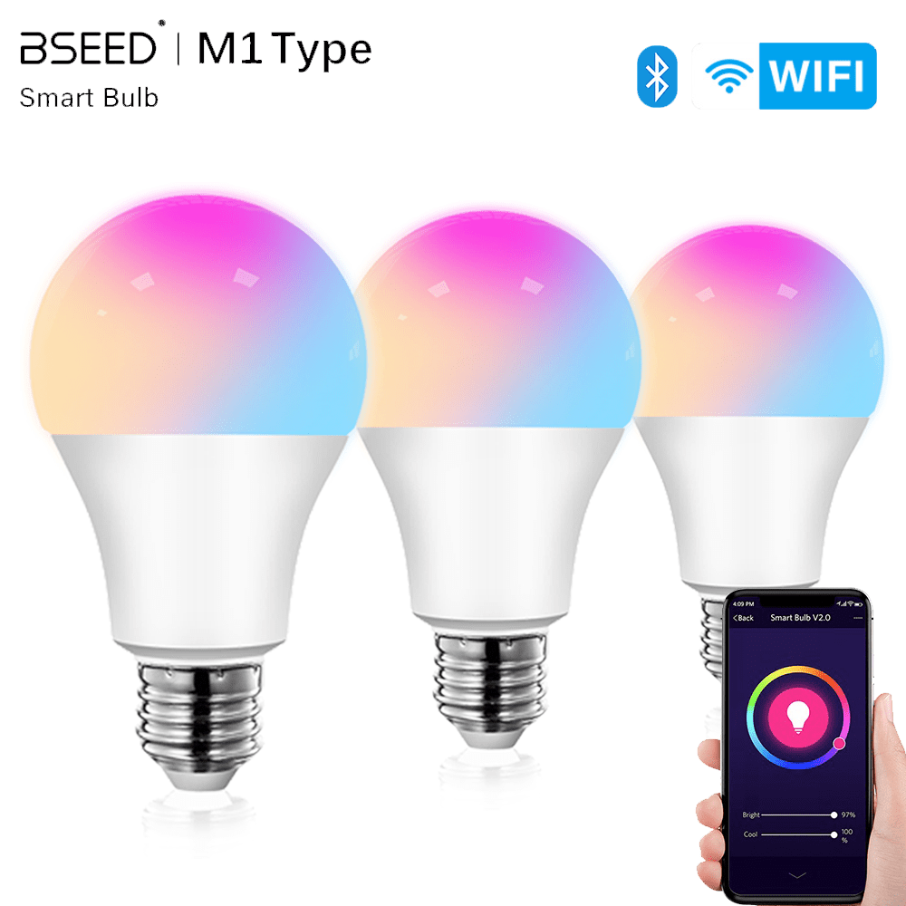 WiFi Smart LED Light Bulb Dimmable Lamp 9W RGB C+W Color Changing Timing Save Energy lamp Bseedswitch 3 PCS/Pack 