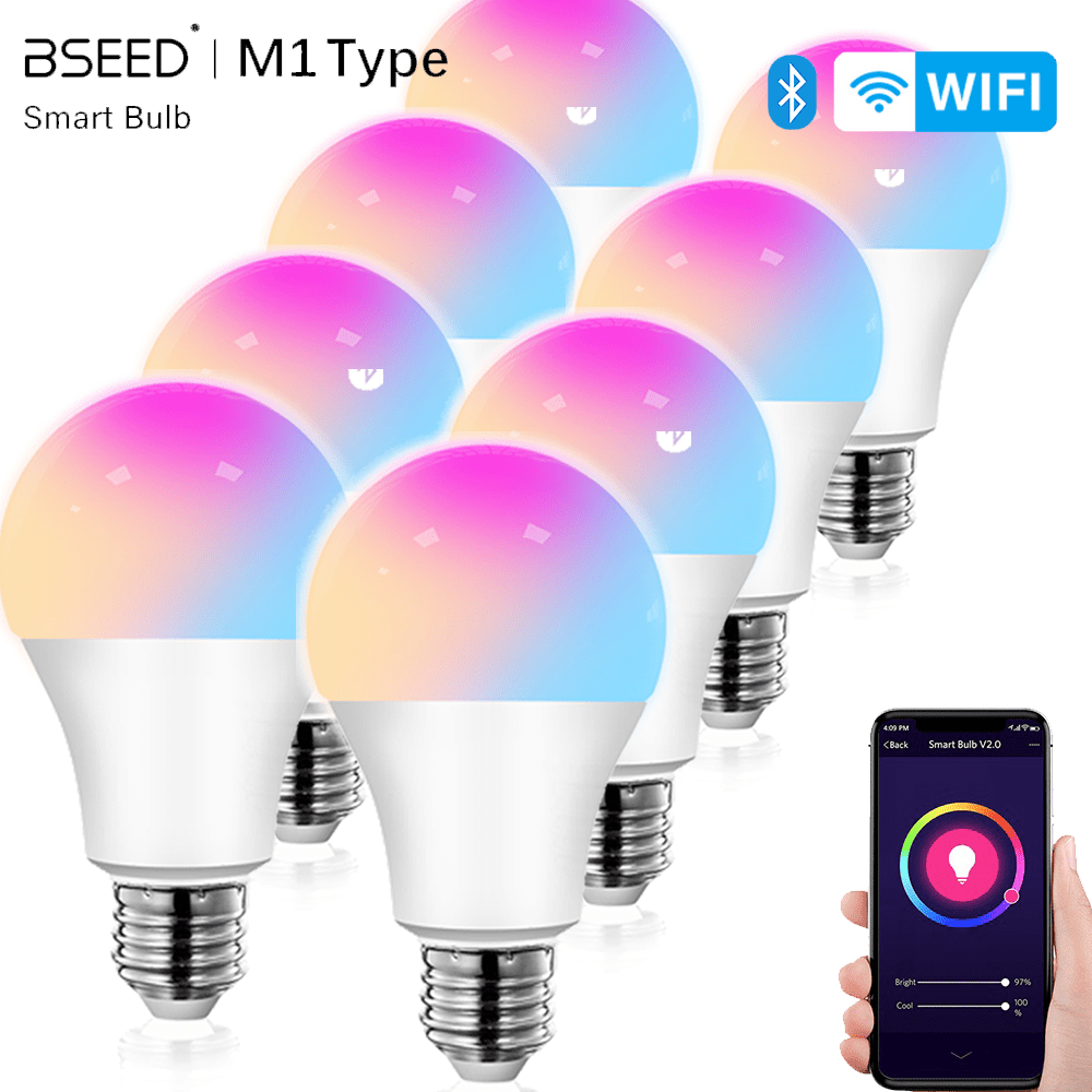 WiFi Smart LED Light Bulb Dimmable Lamp 9W RGB C+W Color Changing Timing Save Energy lamp Bseedswitch 8 PCS/Pack 