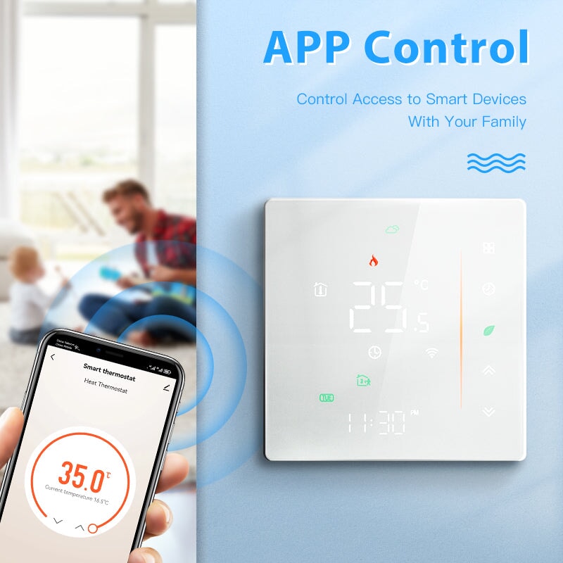 WiFi Smart Thermostat Temperature Controller for Water Heating LCD Display  Touch Screen Week Programmable App Control Underfloor Heating Thermostats
