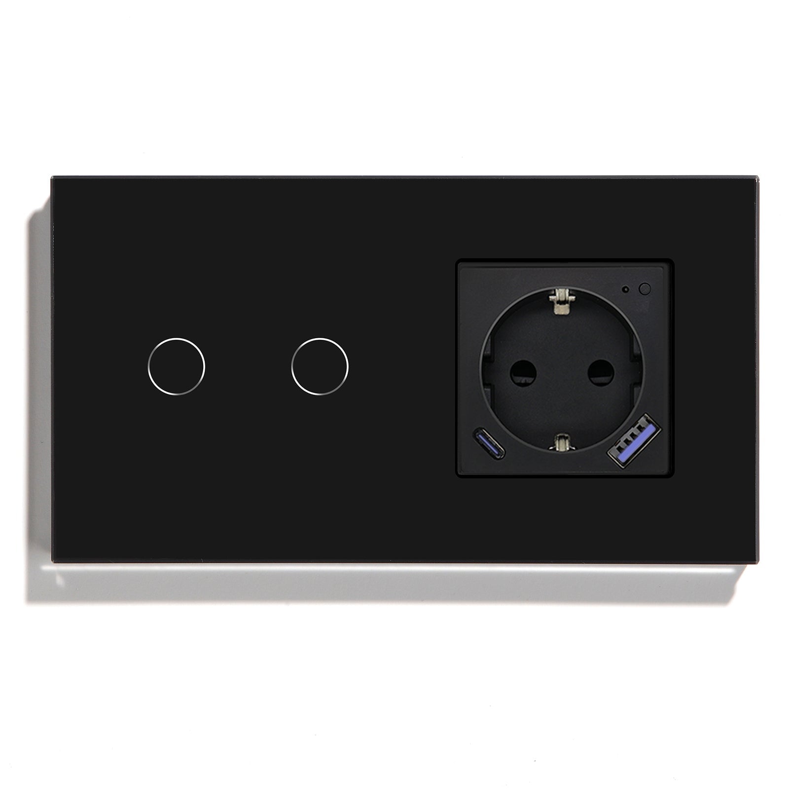 Wifi Switch With Wifi Eu Socket With 20W USB-C Power Outlets & Sockets Bseedswitch Black 2Gang 