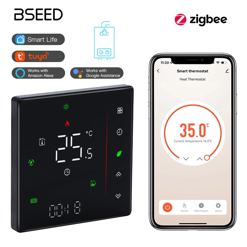 BSEED zigbee Touch LED integrated Screen Floor Heating Room Thermostat Controller Thermostats Bseedswitch Black Boiler 
