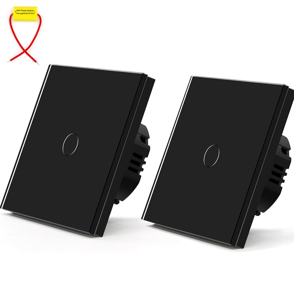 BSEED Single Line Wifi Light Switch 1/2/3 Gang 1/2/3 Way Smart Switch Wireless Wifi Switch Light Switches Bseedswitch Black 1Gang 2PCS/pack