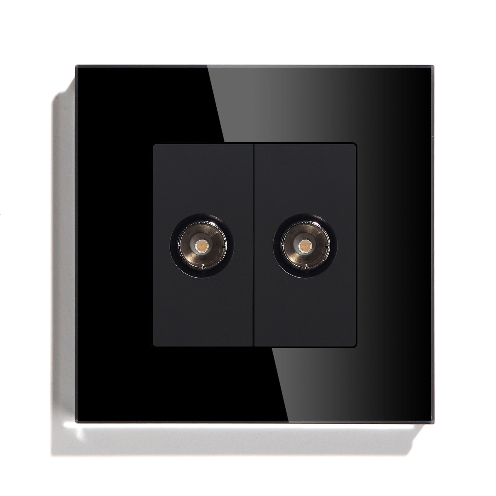 BSEED EU Standard Wall Socket With Double TV Socket Crystal Glass Panel Power Outlets & Sockets Bseedswitch Black 86mm 