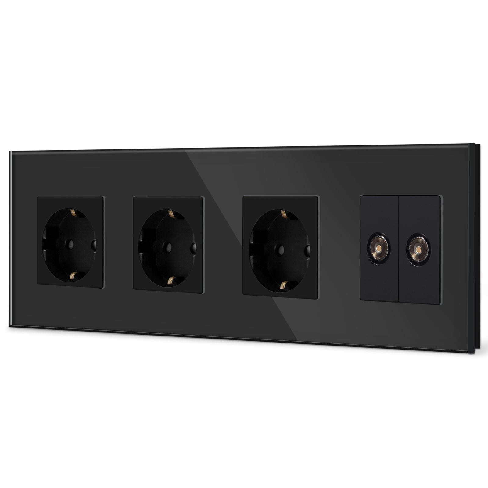 BSEED EU Standard Wall Socket With Double TV Socket Crystal Glass Panel Power Outlets & Sockets Bseedswitch 