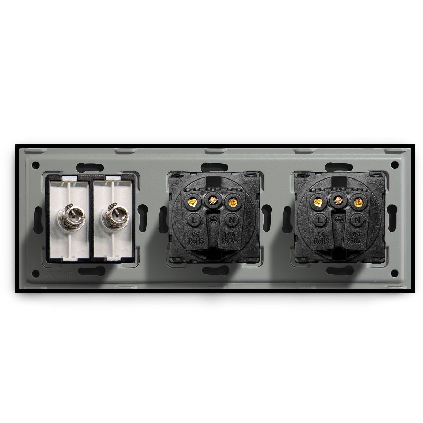 BSEED EU Standard Wall Socket With Double TV Socket Crystal Glass Panel Power Outlets & Sockets Bseedswitch 