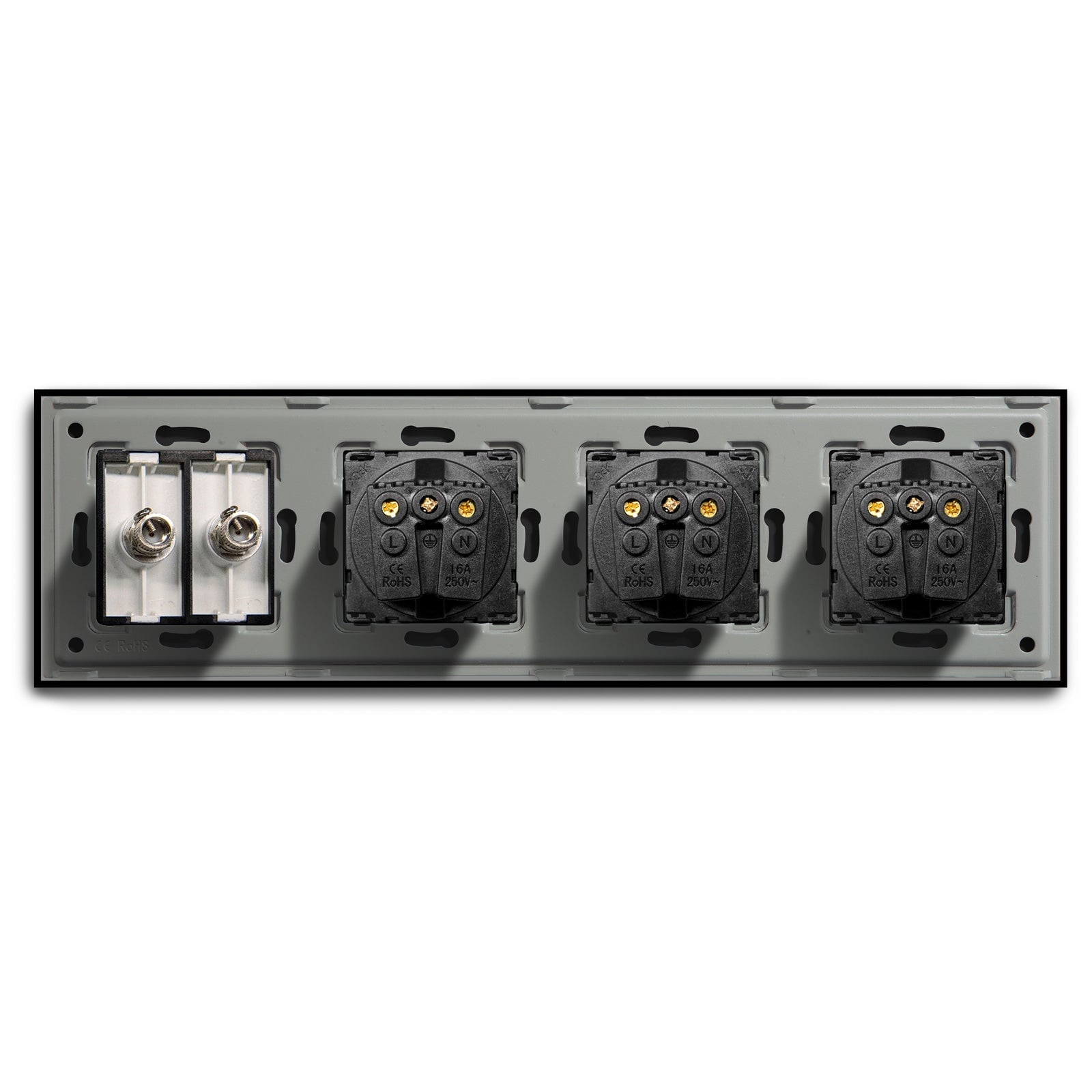 BSEED EU Standard Wall Socket With Double TV Socket Crystal Glass Panel Power Outlets & Sockets Bseedswitch 