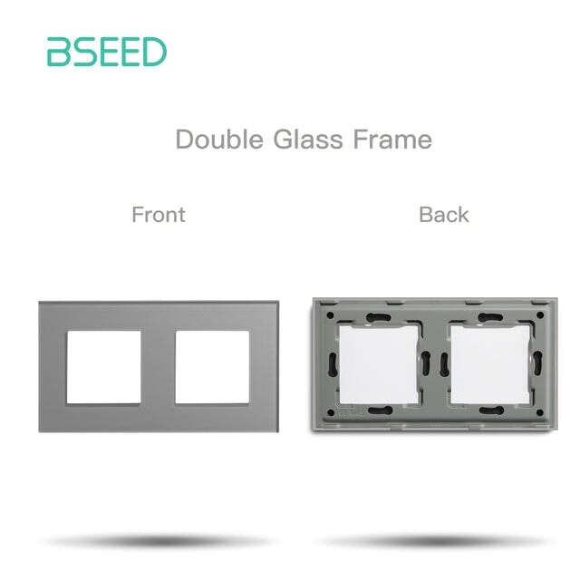 Bseed Crystal Glass Frames Socket Frame 4 Color 1/2/3/4/5 Slotes DIY Part Wall Jacks & Braces Bseedswitch Grey Double 