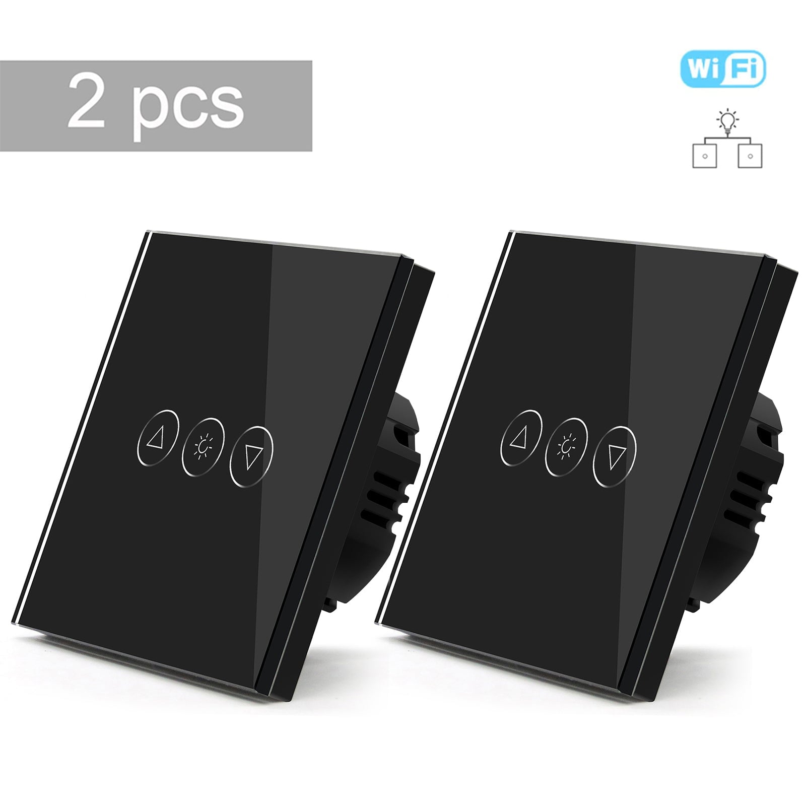 Bseed 2Way Wifi Light Dimmer Switch Wall Plates & Covers Bseedswitch Black 2 PCS/Pack 