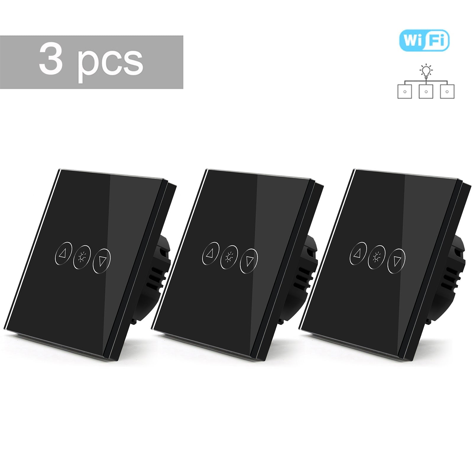 Bseed 2Way Wifi Light Dimmer Switch Wall Plates & Covers Bseedswitch Black 3 PCS/Pack 