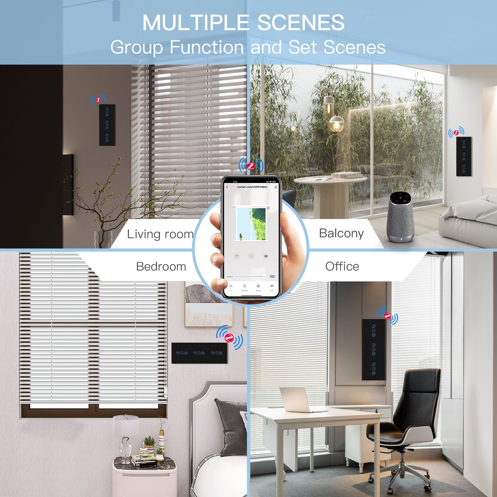 BSEED Zigbee triple Shutter Switch Smart Wall Touch Switch Shutters Bseedswitch 