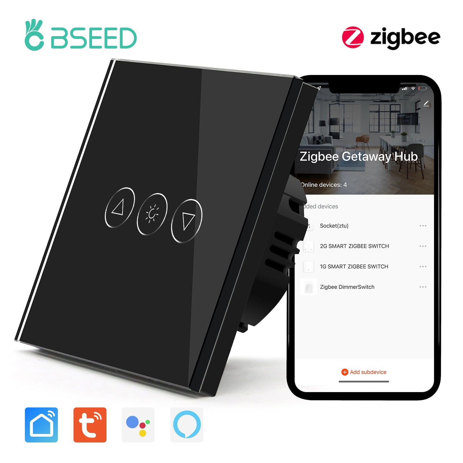 Bseed New Zigbee Touch Light Dimmer Smart Switch Light Switches Bseedswitch Black 