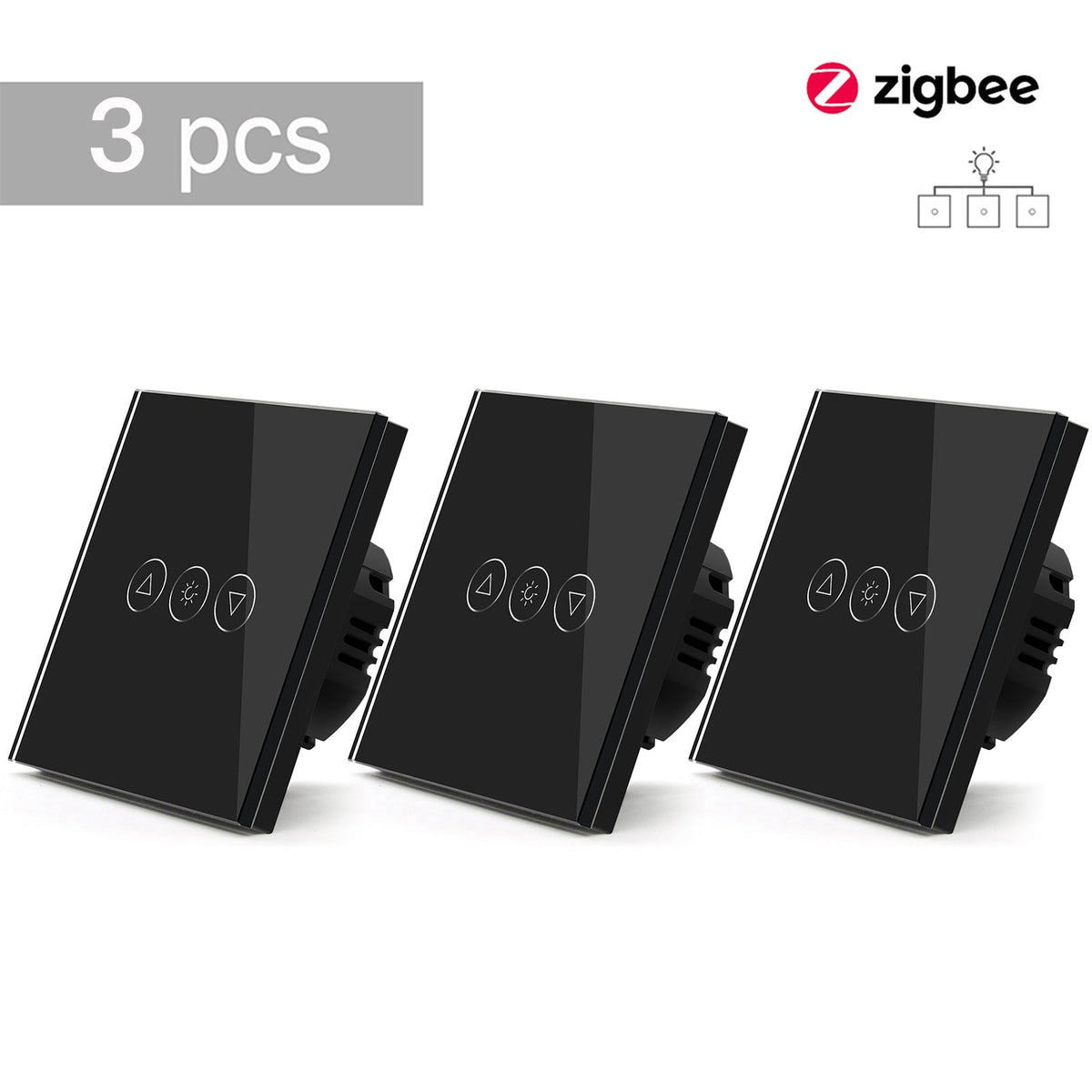 Bseed 2WAY Zigbee Touch Light Dimmer Smart Switch Light Switches Bseedswitch Black 3 Pcs/Pack 