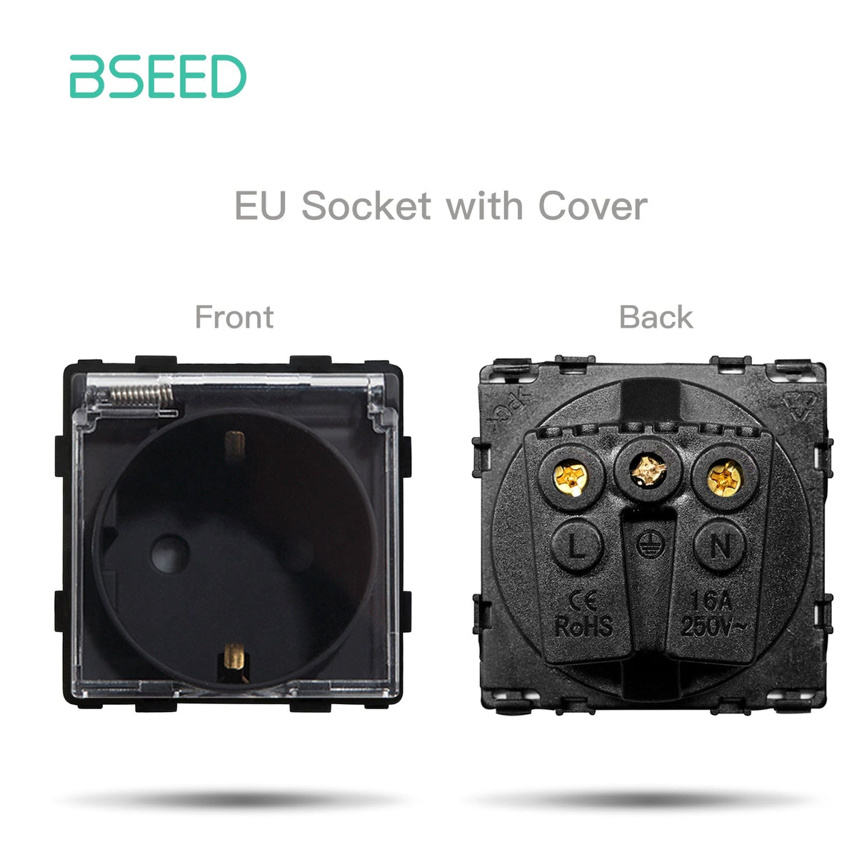 BSEED EU/FR standard Function Key Cover Socket DIY Parts Power Outlets & Sockets Bseedswitch BLACK EU 